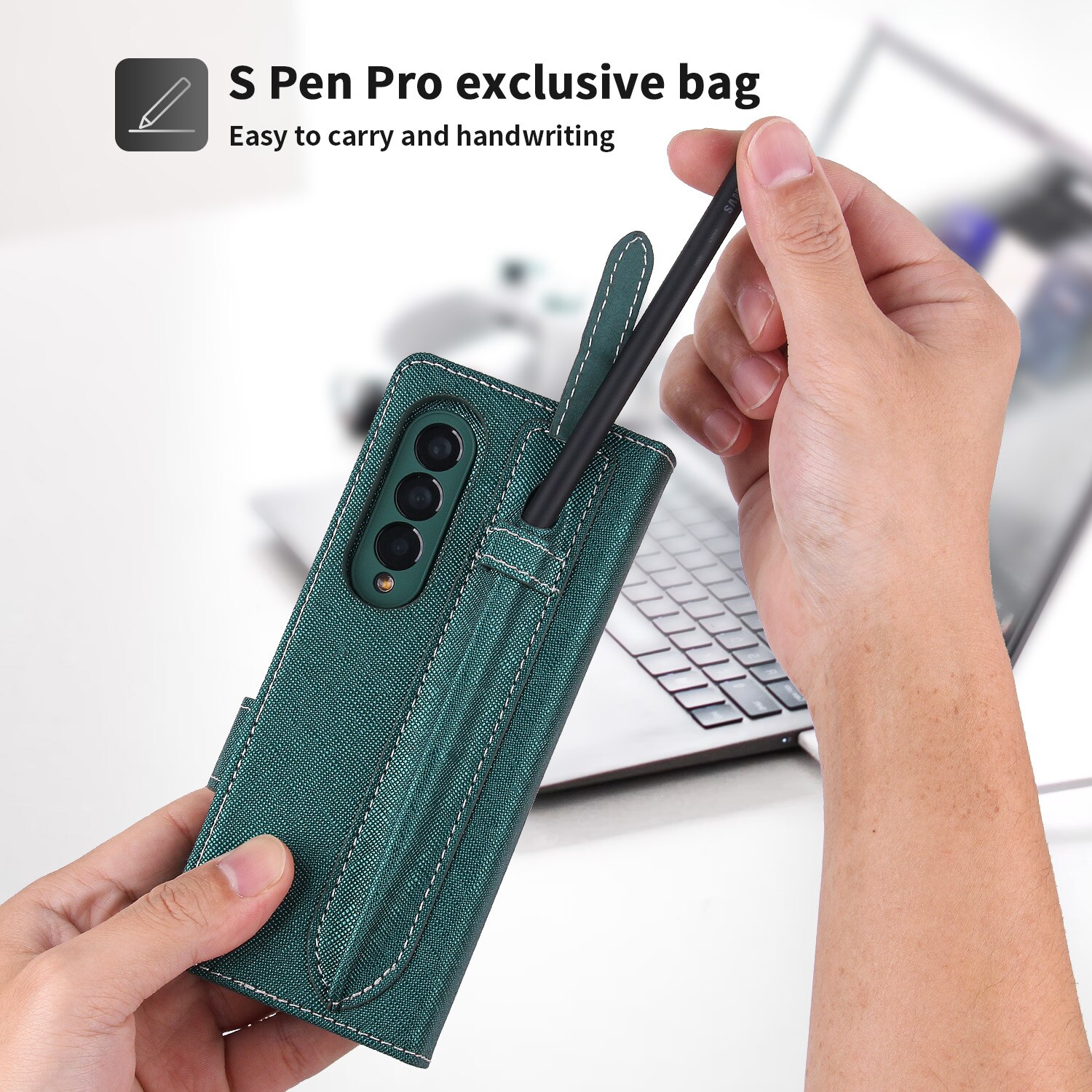 Afneembare Case Voor Samsung Galaxy Z Vouw 3 Pu Leer Magnetische Kickstand Shockproof Cover Met S Pen Stylus Houder