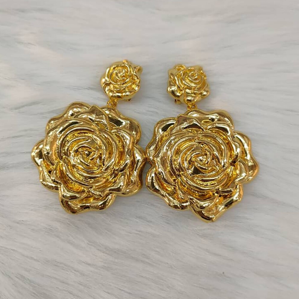 Dubai Gouden Kleur Sieraden Sets Voor Vrouwen Ketting En Oorbellen Bloemvorm Hanger Braziliaanse Afrika Bruiloft: 3