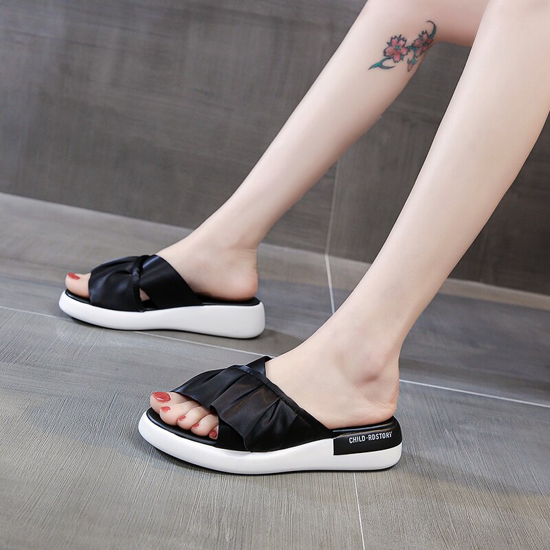 Dikke Zool Vrouwen Zomer Sandalen Hoogte Verhoogde Straat Lopen Slipper Vrouwen Flip Flop Platte Strand Sandalis Grote 40