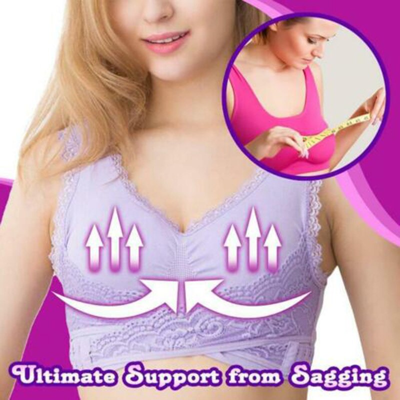 Nieuwste comfortabele volledige ondersteunende bh kanten bralette effen kleur voorkant kruis zijkant gesp bh