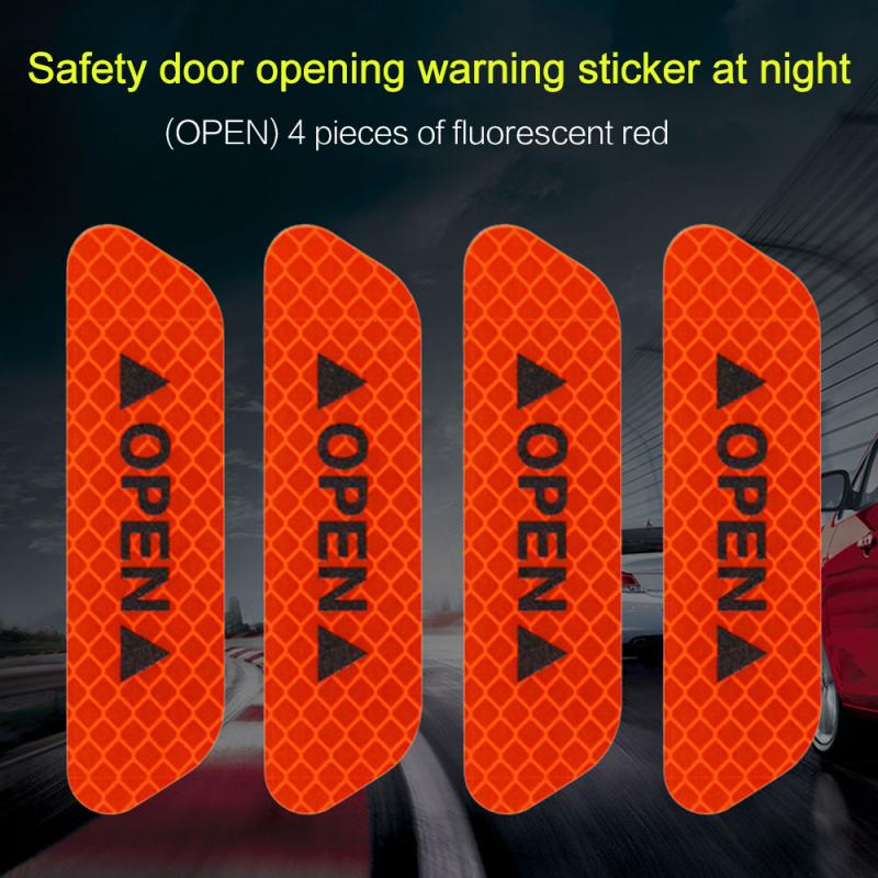 4Pcs Open Met Reflecterende Waarschuwing Stickers Deur Opening Tips Anti-Collision Stickers Veiligheid Decoratieve Stickers Reflecterende Plakken