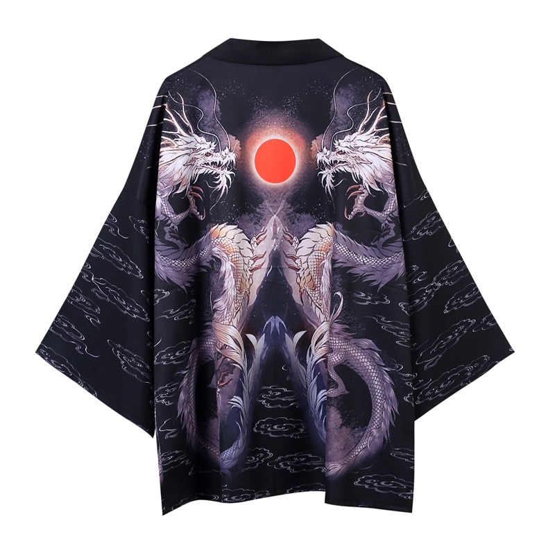 Japanese Kimono Cardigan Men Yukata Male Samurai Costume Clothing Kimono Jacket Mens Dragon Kimono Shirt Yukata Haori FF2306