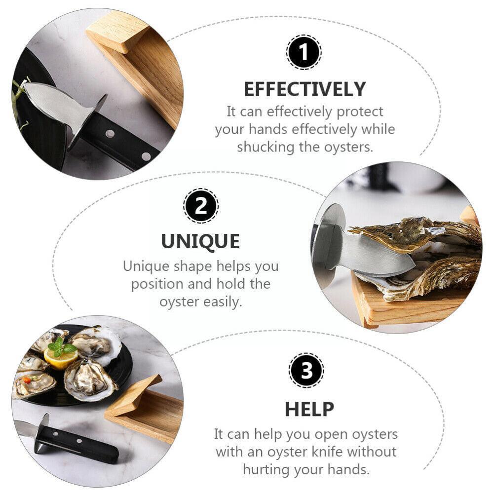 1pc Oyster Shucking Clamp Wooden Oyster Holder Oyster Opener Tool Wooden Tray For Kitchen Gadget Supplies F1u7