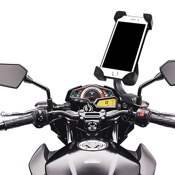 Bicycle Phone Holder Mobile Support Telephone Velo Scooter Motorcycle Phone Mount GPS Holder Bike Handlebar Clip Bracket Stand: Motorcycle Black