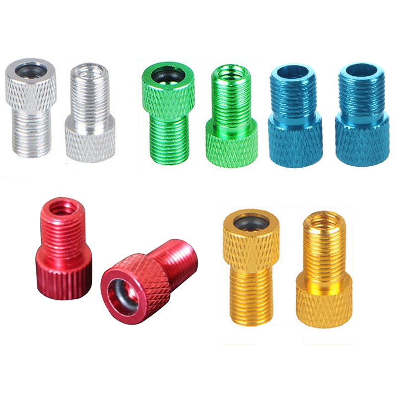 2pcs Presta to Schrader Aluminium Bike Valve Adaptor Adapter Converter with o-ring Seal Blue