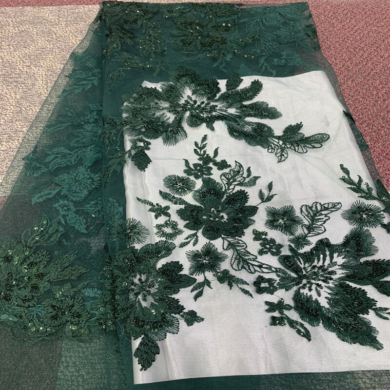 Tela de encaje de tul africano superventas , tela de encaje suizo con bordado de flores, tela de encaje nigeriano de con cuentas para novia