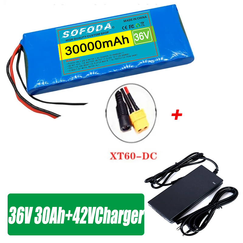 36V 10S1P 30000mAh Battery Pack 20Ah 18650 Lithium Li-ion Rechargeable Batteries 30Ah BMS 500W: Orange