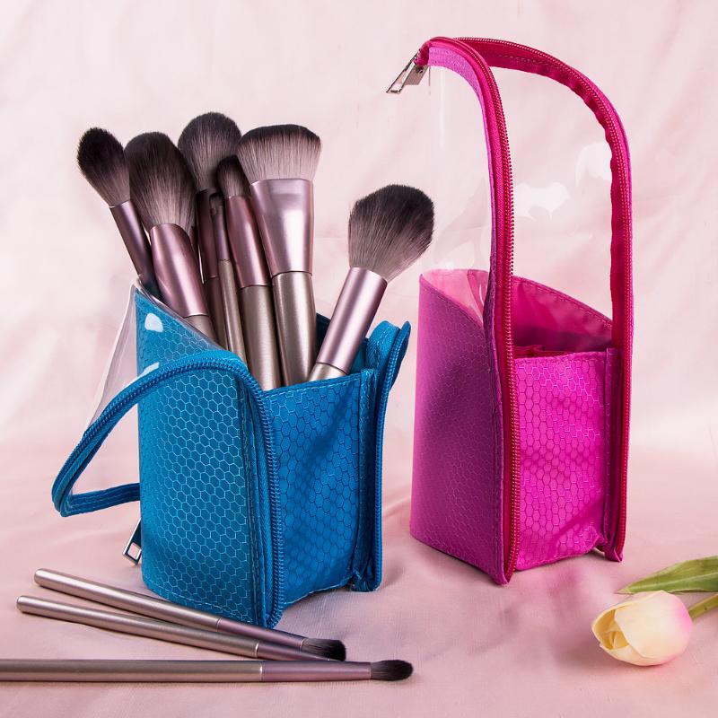 Portapinceles de maquillaje portátil, estuche para maquillaje a prueba de polvo, organizador de brochas cosméticas, cepillo para mujeres, organizador de herramientas de maquillaje