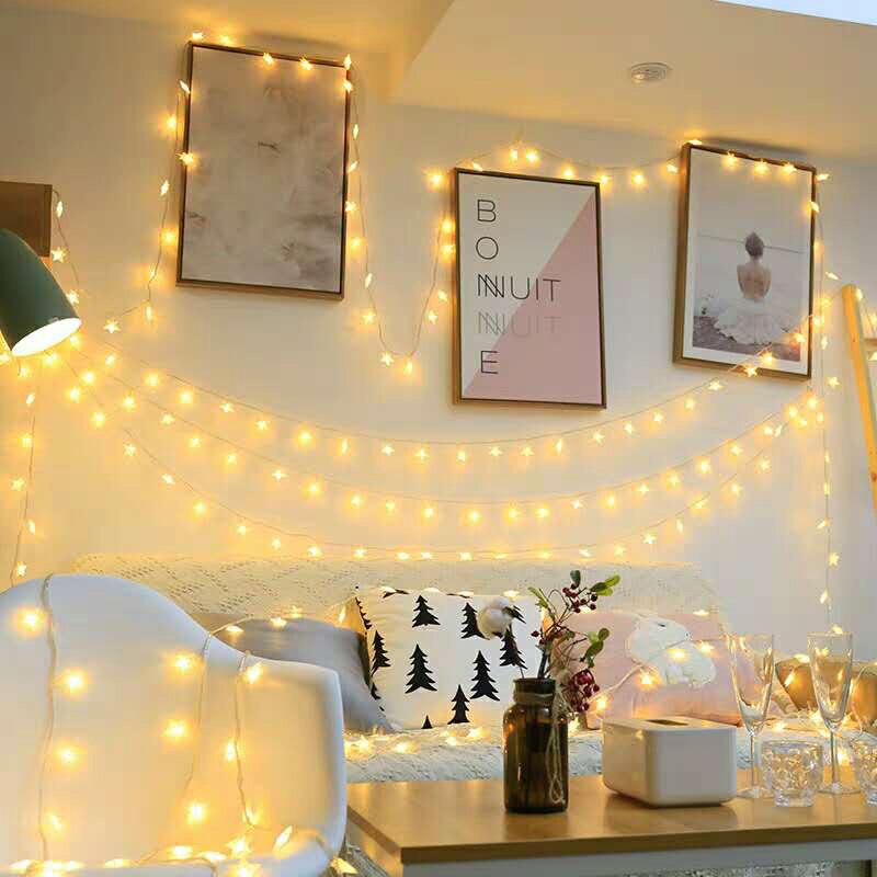 Guirnalda de luces LED de estrellas, guirnaldas parpadeantes alimentadas por batería, para Navidad, , boda, , decoración, 10/20/40 LED