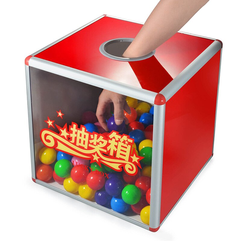 B8075 lottery box custom 25cm small red detachable transparent lottery box for promotional activities