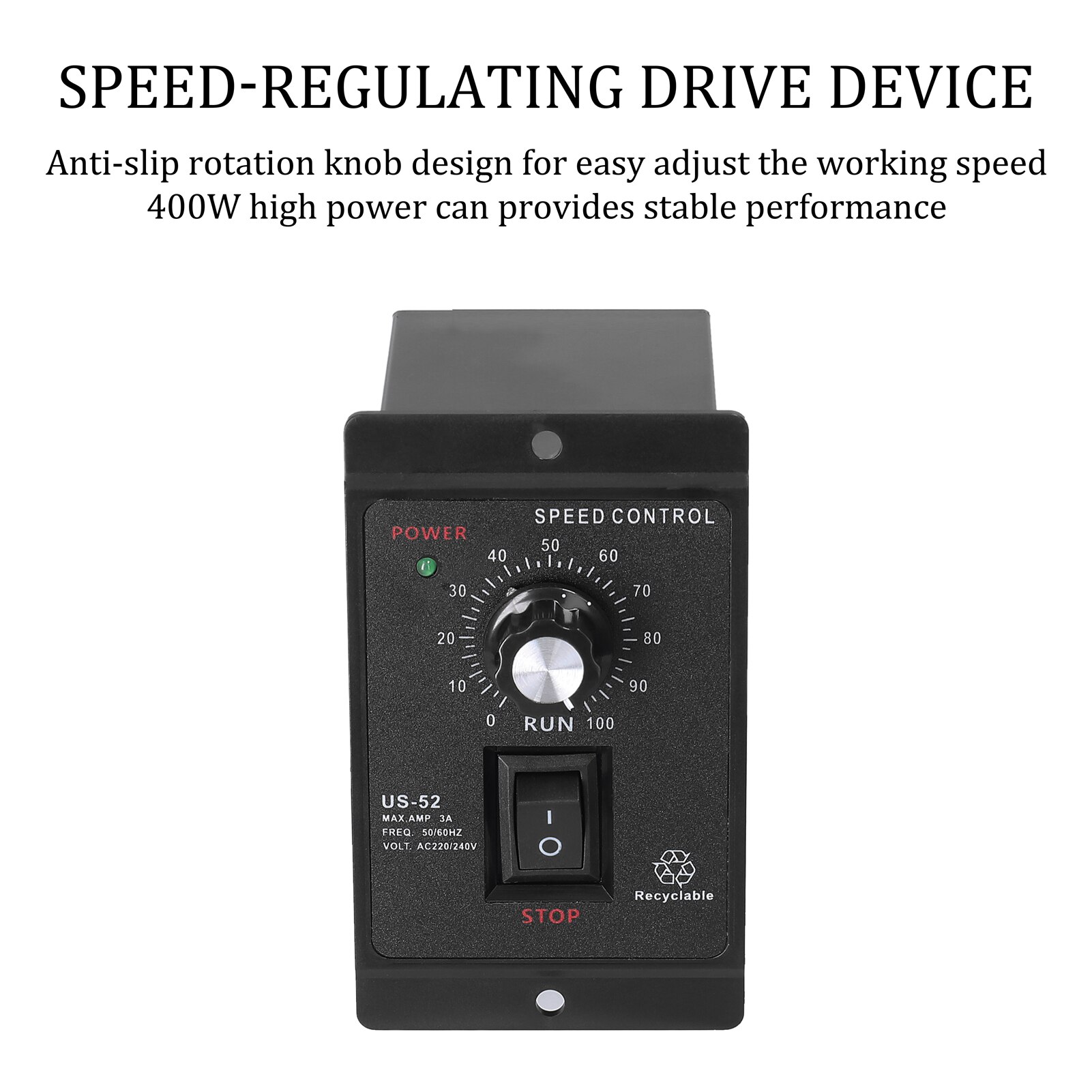 Us-52 Snelheid Motor Controller Wisselstroom Eenfase Asynchrone Motor Elektronische Traploze Snelheidsregeling Controller