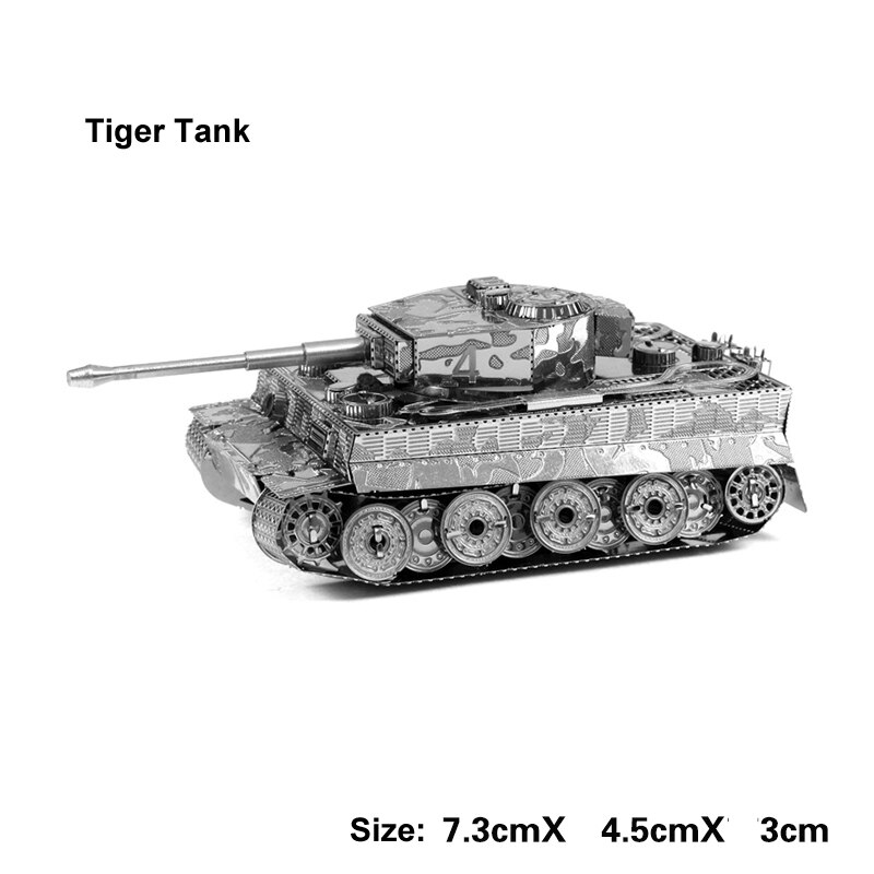 Tank 3D Metal Puzzle T34 tiger Sherman Js-2 M1 Abrams 97 chi-ha tank model KITS Assemble Jigsaw Puzzle Toys For Children: 41-Tiger Tank