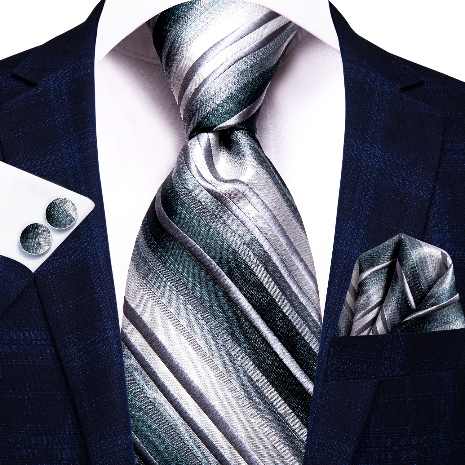 Hi-Tie – cravate à carreaux noirs pour hommes, nouvelle Business, 100% soie, 8.5cm, cravate de luxe formel, mariage de: 3361