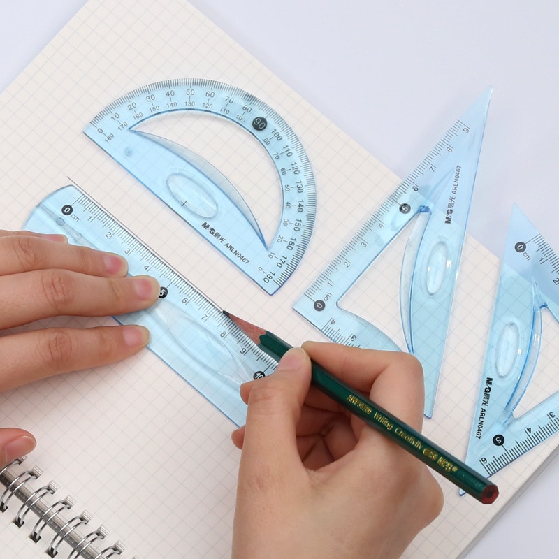 M&amp;G Soft Flexible Geometry Ruler Set Maths Drawing compass stationery Rulers Protractor mathematical compasses for School AR0467