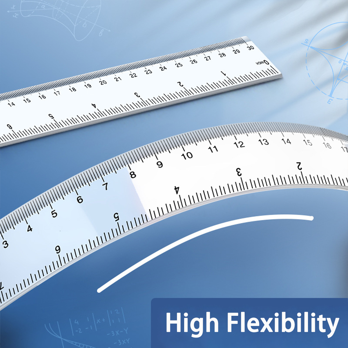 15/20/30cm genomskinliga plastlinjaler blå färg enkelt bärbart verktyg sött för studentskola och kontorsmaterial