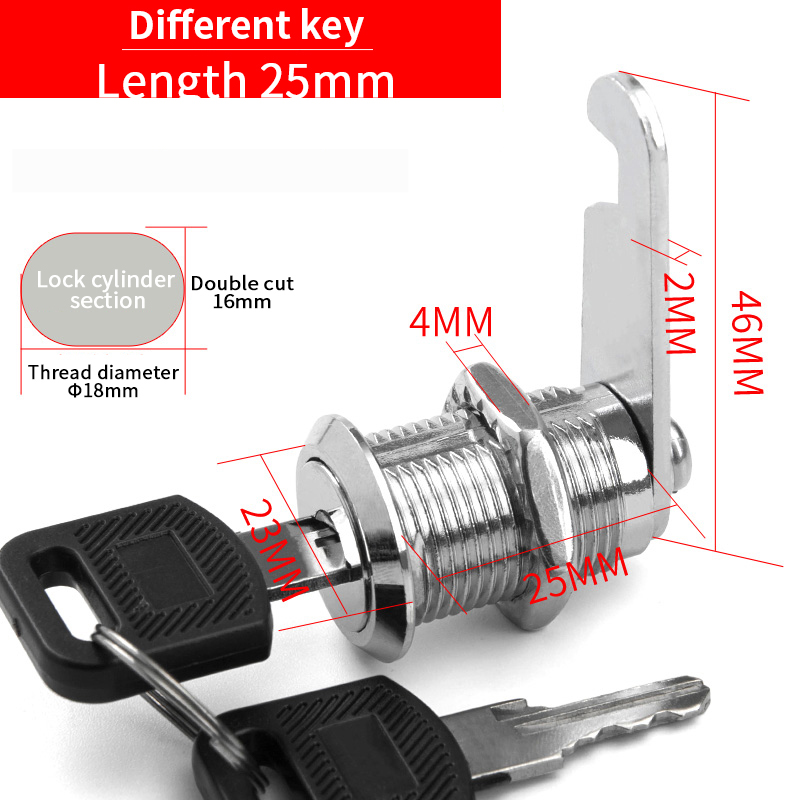 5 SETS Security Lock Metal Alloy Cylinder Cabinet Locker Cam Lock With 2 Keys Security Mailbox Lock Cabinet Drawer Cam Lock 18mm