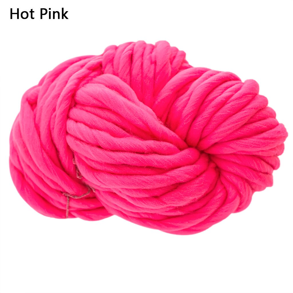 Super volumoso braço tricô lã roving malha cobertor chunky fio de lã super grosso para tricô diy crochê tapete chapéus: Hot Pink