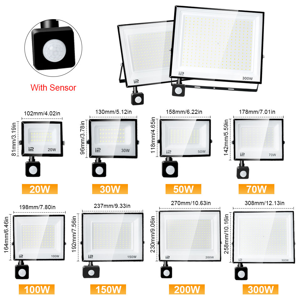 LED PIR Motion Sensor Floodlight Outdoor 20W 30W 5... – Grandado