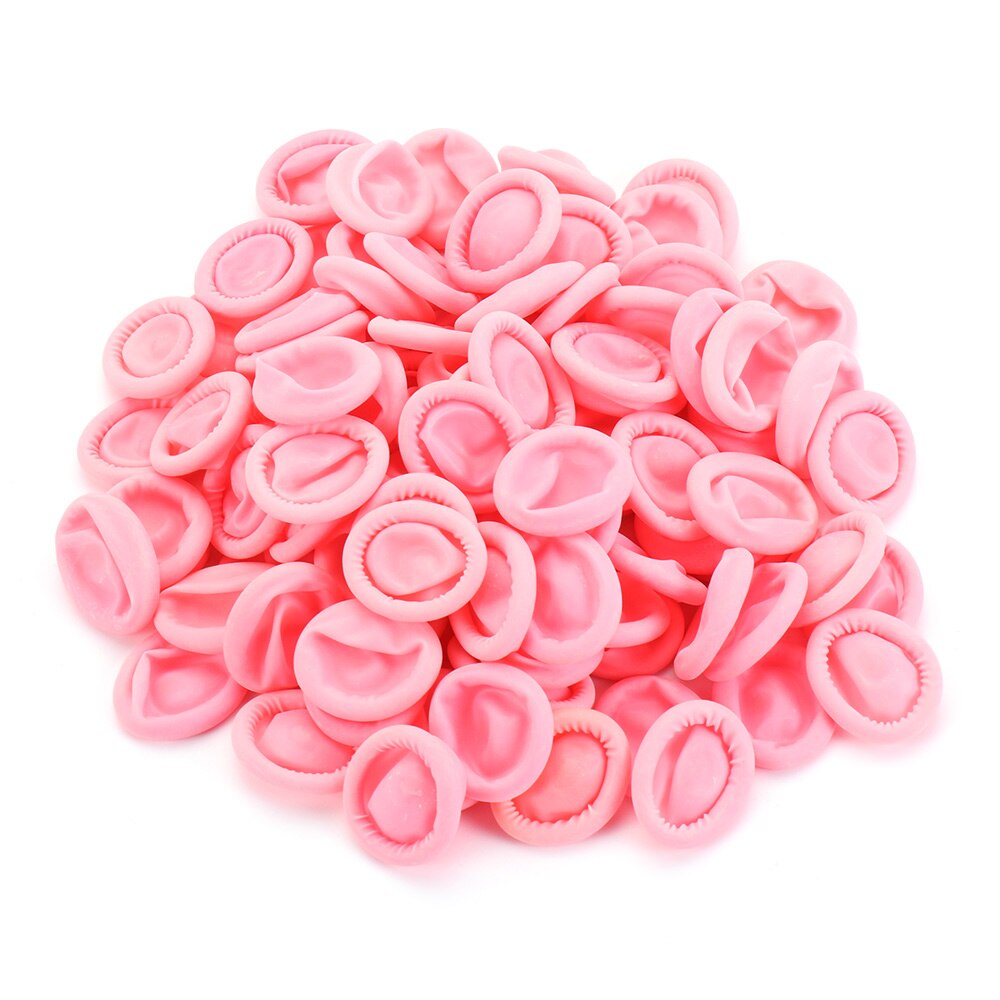 100 Pcs Disposable Finger Cover Natural Rubber Gloves Non-slip Anti-static Latex Finger Cots Fingertips Protector Gloves: pink