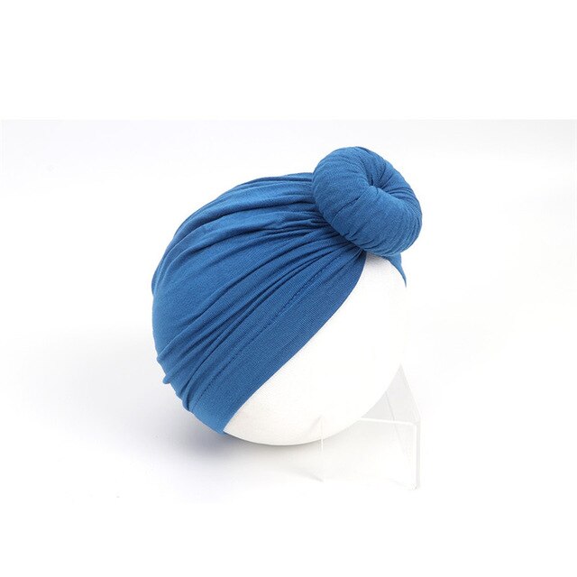 Söta småbarn barn bebis pannband flicka pannband bomull knut rosett turban pannband stretchigt flicka hårtillbehör pojke huvudbonader: B blå