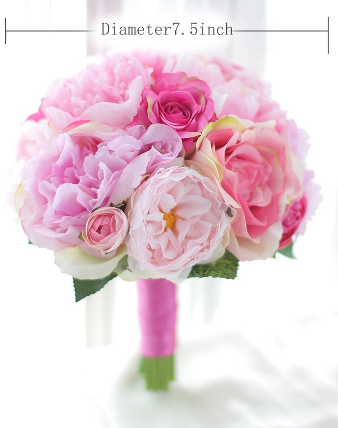 Iffo Handmade Peony Artificial bride Bouquet Pink & Pink Peony Holding flowers Bridesmaids Pink Peony Bouquet bridal: Bridesmaid bouquet