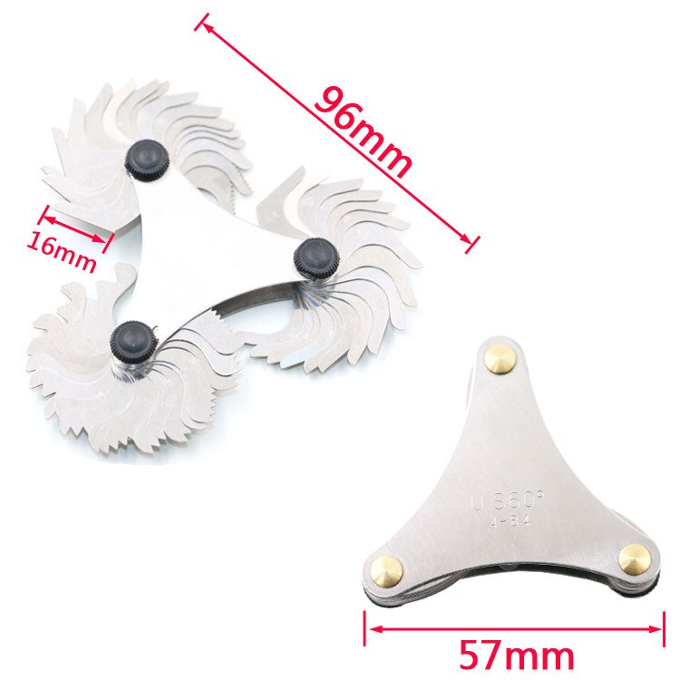 51PC Screw Gauge US Screw Pitch Steel Thread Blades 60 Degree Gauge Range 4-84 inch Thread Gauge Triangle Head Measuring Tools