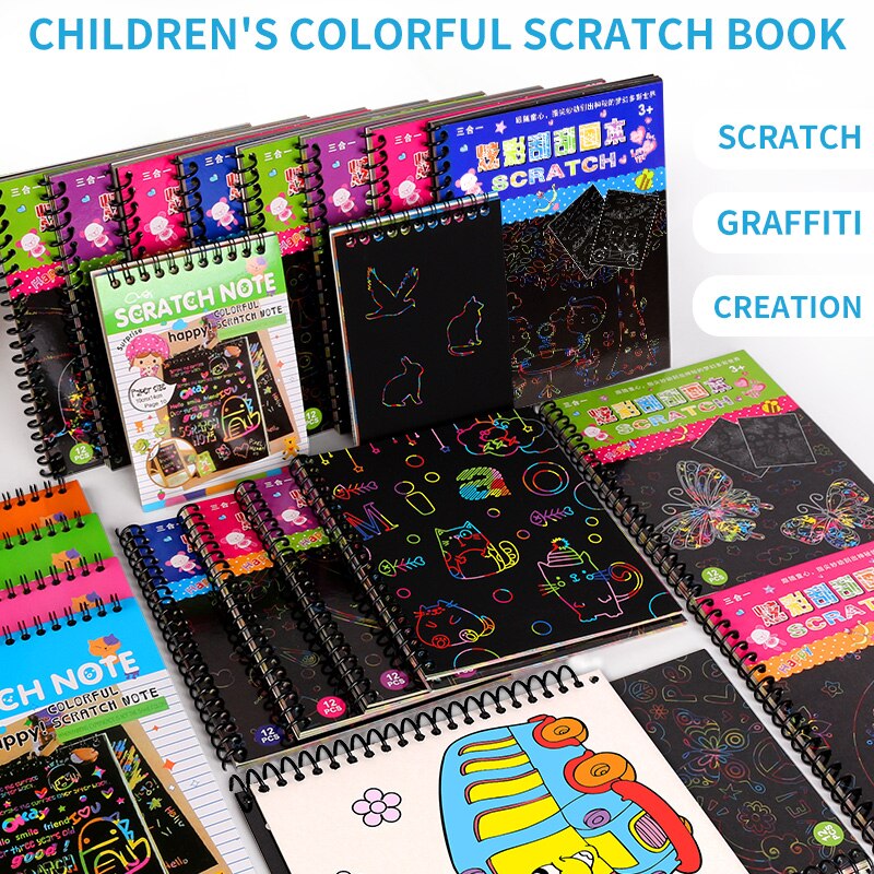 Una varietà di stili Magic Rainbow Art Paper Card set up graffiti template disegno stick fai da te arte pittura giocattoli palestra per bambini