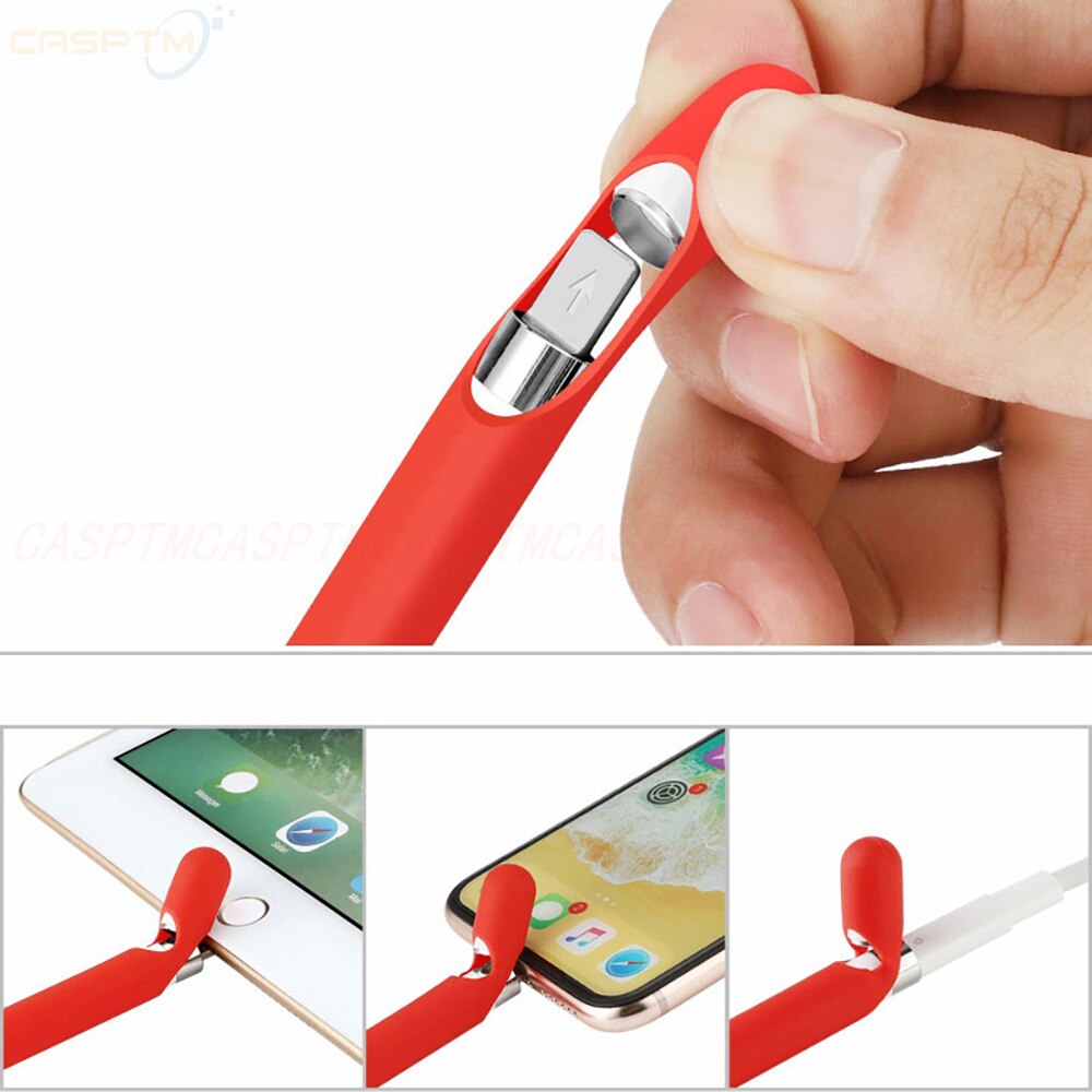Til ipad tablet touch pen tilbehør blødt silikone etui til æbleblyant 1 anti-mistet beskyttende ærmebetræk til ipad blyant