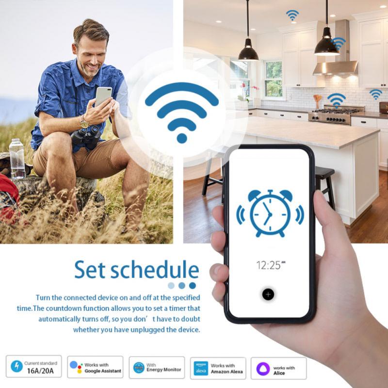 Aubess Tuya Wifi Smart Plug Eu 16A 20A Smart Socket Met Power Monitor Timing Functie Smart Leven Via Alexa Google thuis Alice