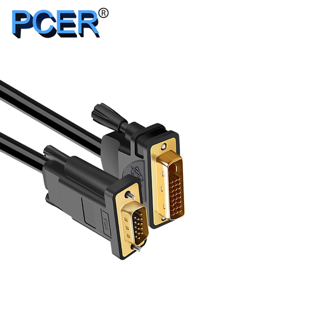 Pcer dvi 24+5 to vga kabel adapter dvi han til vga han konverter digital video kabel dvi vga kabel pc monitor hdtv projektor