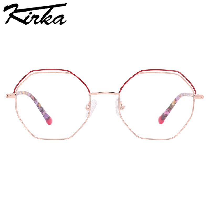Kirka Metal Glasses Frames Geometric Spectacles Frames for Woman Man Eyeglasses Optic Frame Computer Women Glasses Frame: MW3051 C2