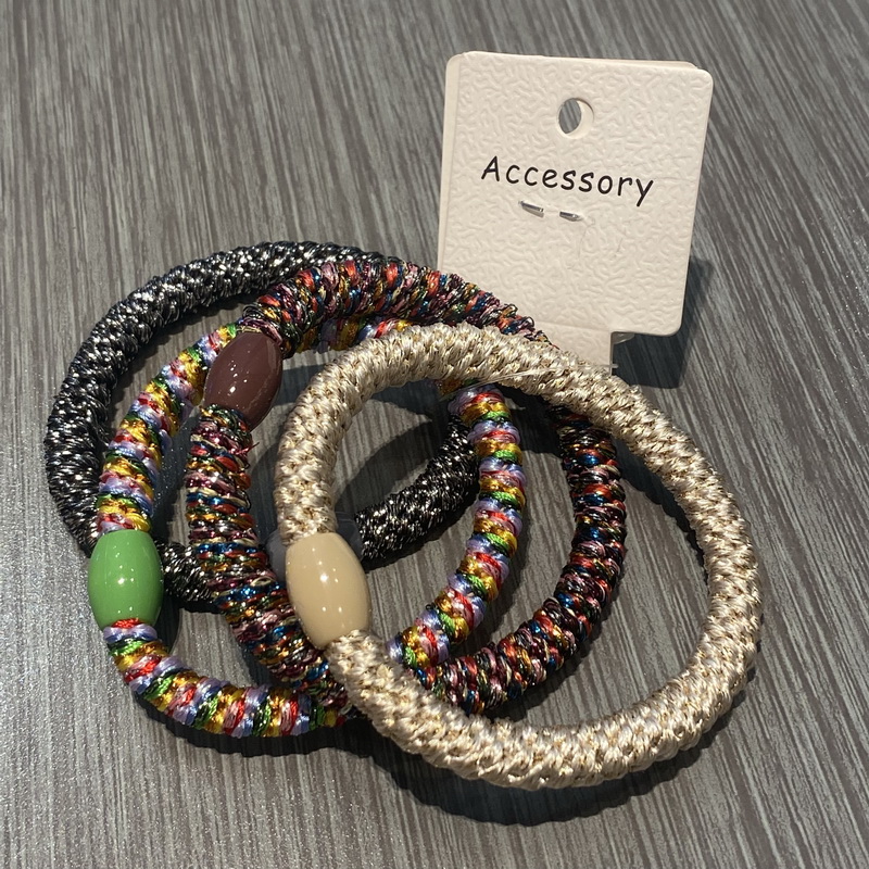 4 stks/set Vrouwen Hoge Elastiek haar elastiekjes Weave Rubberen Bandjes Voor Armbanden dames elastieken haarelastiek knekki haar elastiek Mode knekkies haar elastiek haarelastiekjes dames: green