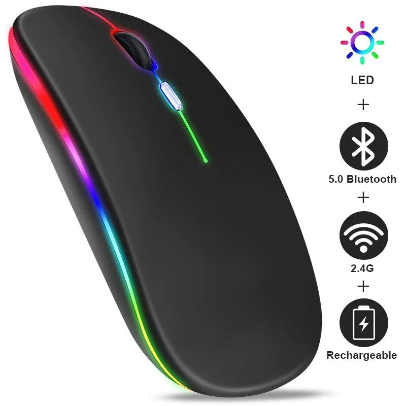 Tablet Telefon Komputer Bezprzewodowa mysz Bluetooth Ładowanie Luminous Bezprzewodowa mysz USB 2,4G Przenośna mysz