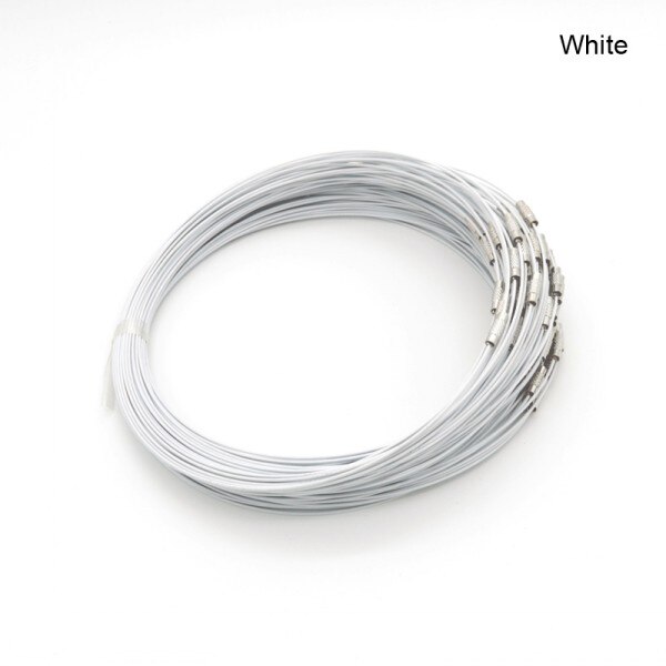 10 stücke 1mm 18inch draht halskette kragen choker kreis drehmomente schmuck hals-zubehör verschluss draht-kragen multi-farbe kupfer: white