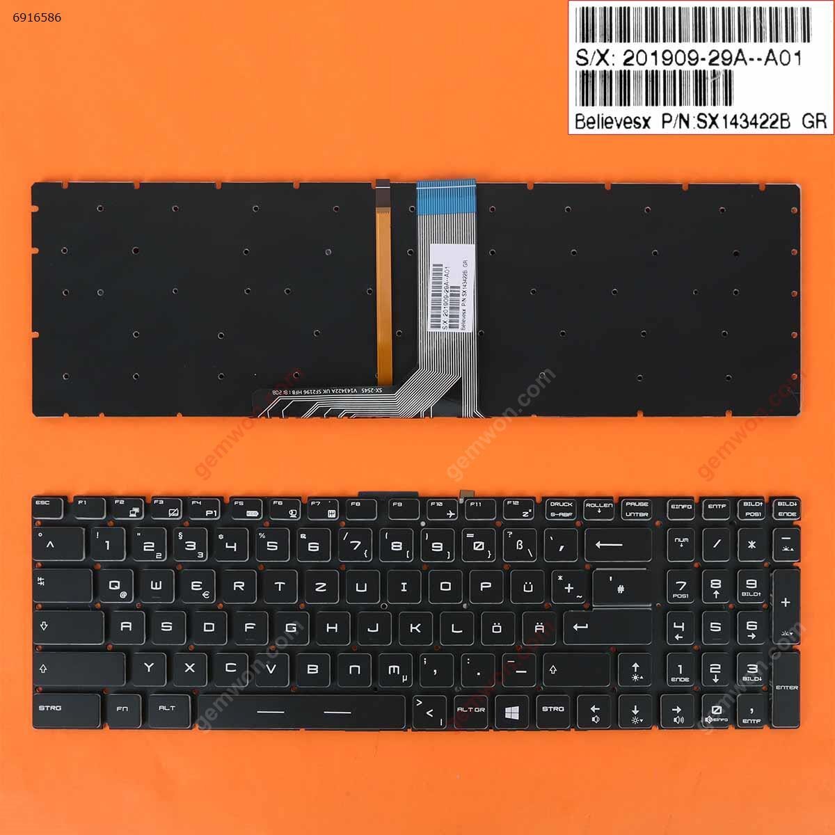 German QWERTZ Replacement PC Gaming Keyboard For MSI GT72 GS60 GS70 WS60 GE72 GE62 Laptop Crystal Key Colorful Backlit