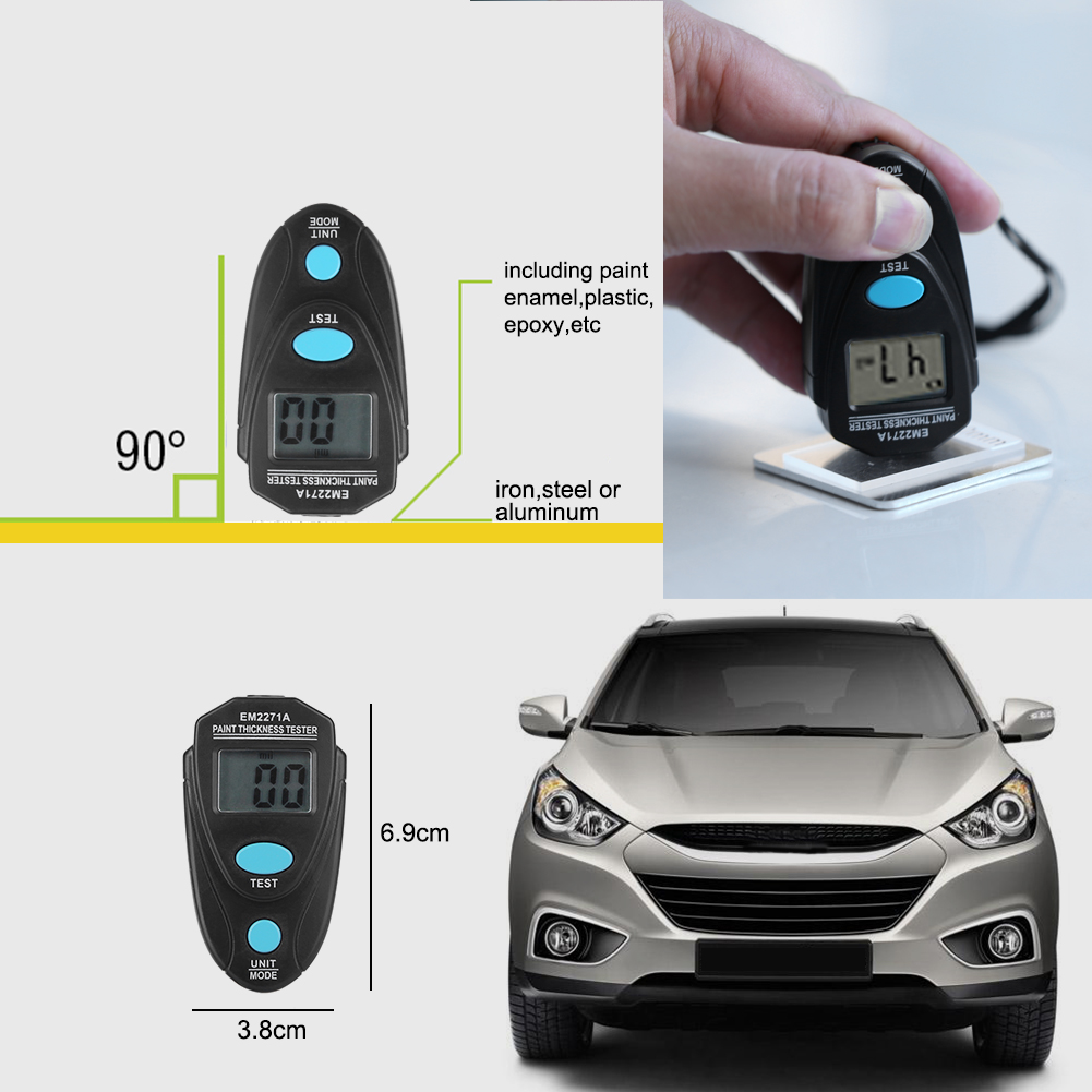 Em2271 mini tjocklek mätinstrument elektroniska bredd mätinstrument bil målar tjocklek mätare målarbeläggning tjocklek testverktyg