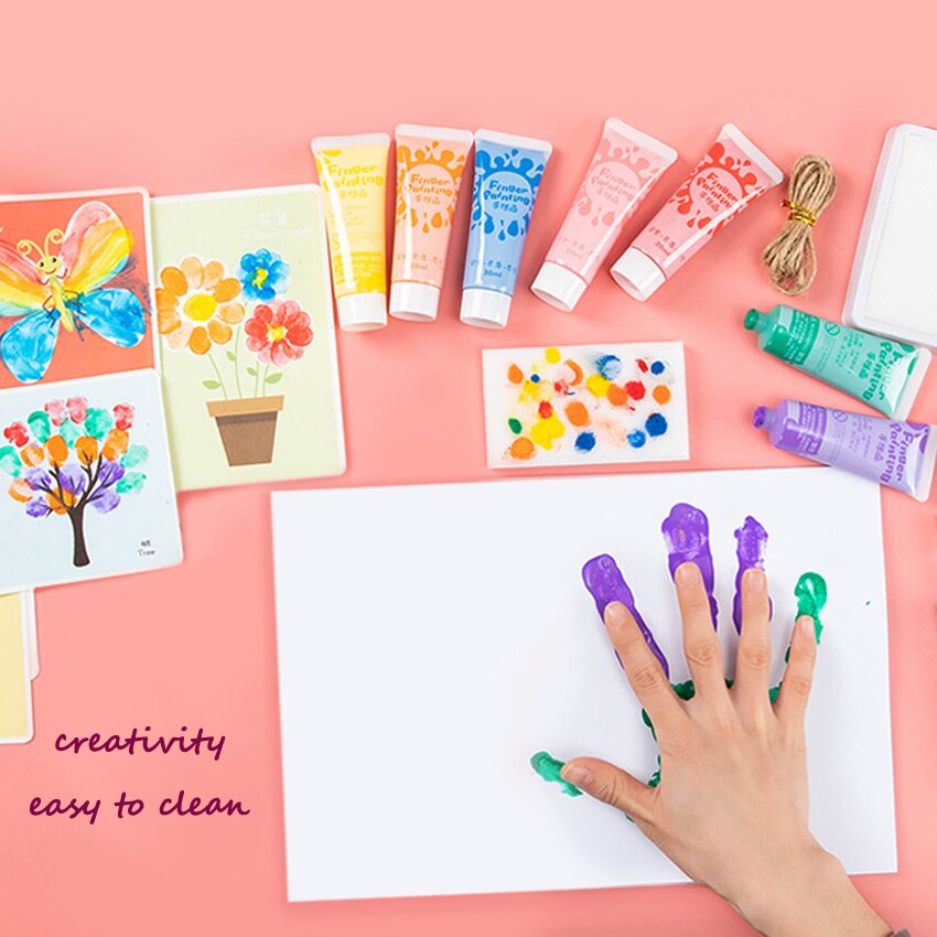 Finger Kids Painting Set Year Box With Blank Canvas Panel Christmas For Artists Kit School Graffiti Liquid Pigment