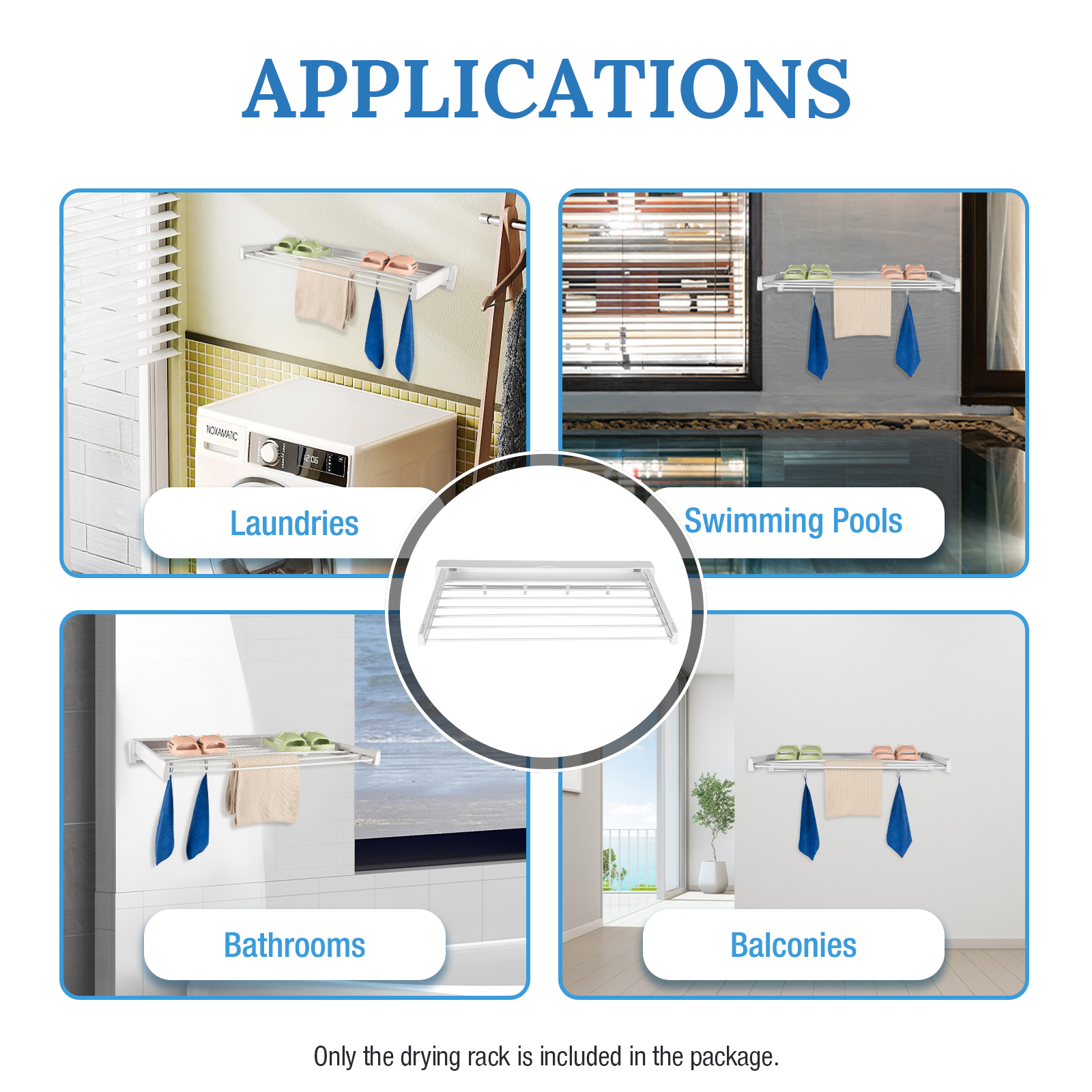 Foldable Wall Mounted Clothes Drying Rack Clothes Airer Extendable for Bathroom Laundry Wall-Mount Clothes Storage Drying Rack