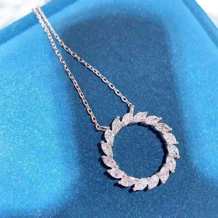 luxury halo 925 sterling silver Pendant Necklaces for women lady anniversary jewelry moonso X5668