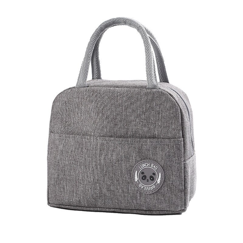 Functional Pattern Cooler Lunch Box Portable Insulated Canvas Lunch Bag Thermal Food Picnic Lunch Bags for Women Kids Marmita: Gray