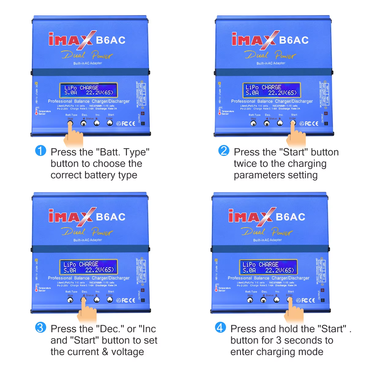 HTRC iMAX B6 AC RC Battery Charger 80W B6AC 6A Balance Charger Digital LCD Screen Li-ion LiFe Nimh Nicd PB Lipo Battery Charger