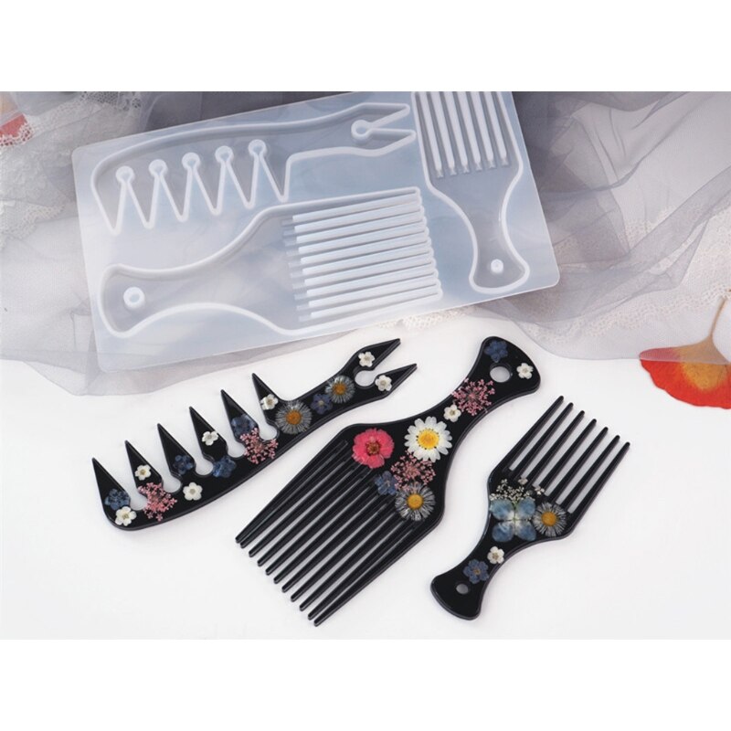Moldes de resina de Peine africano, herramientas artesanales para recoger el pelo, Molde de resina de Peine Afro, DIY, moldes de peine para recoger el pelo, molde de silicona