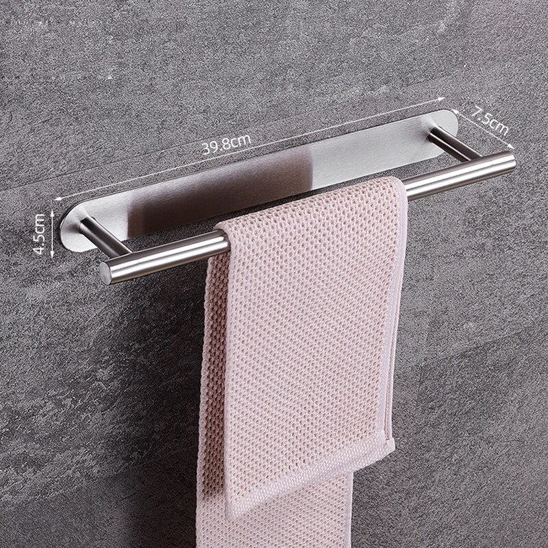 Zelfklevende Badkamer Accessoires Set Geen Boor Borstel Afwerking Zwarte Handdoek Bar Handdoek Haak Handdoek Keuken Wc Handdoek Houder Zilver: Type 2 Silver