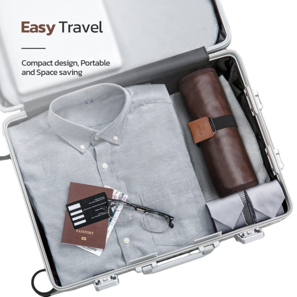 Reisetoalettveske for menn, vannavstøtende universell personlig hygieneveske i pu-skinn, opprullbar dopp-sett, reiseartikler