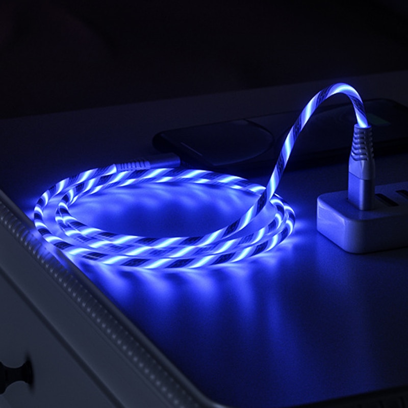 Glow LED Lighting Fast Charging Cable For Huawei P30 Lite P20 P10 Mate 10 20 P40 Lite P30 Pro P Smart Honor 8X iPhone X XS