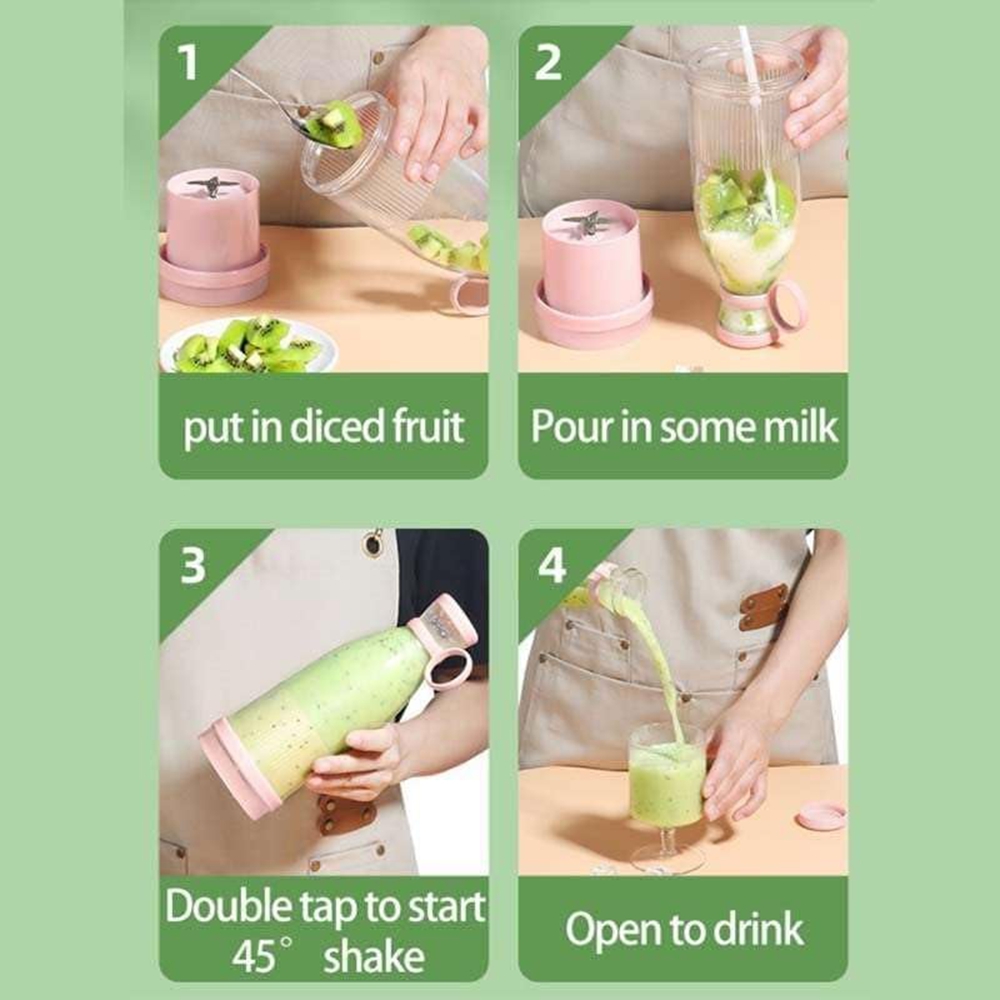 Liquidificador portátil de suco fresco, copo espremedor recarregável usb, 6 lâminas, copo espremedor elétrico multifuncional, frutas, leite, liquidificador de mistura