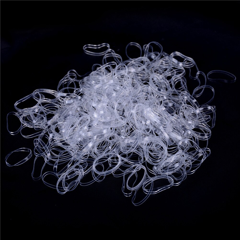 500 pçs/saco novo limpar rabo de cavalo titular elástico de borracha fita laços de cabelo cordas anéis faixa de borracha para meninas venda quente