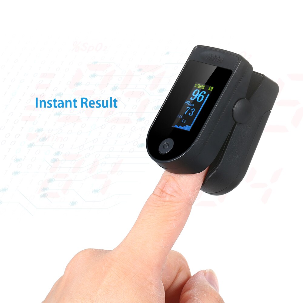 Blood Oxygen Finger Pulse Digital Fingertip Oximeter Oxygen Saturation Meter Finger Monitor Oximetro with Lanyard & Storage Bag