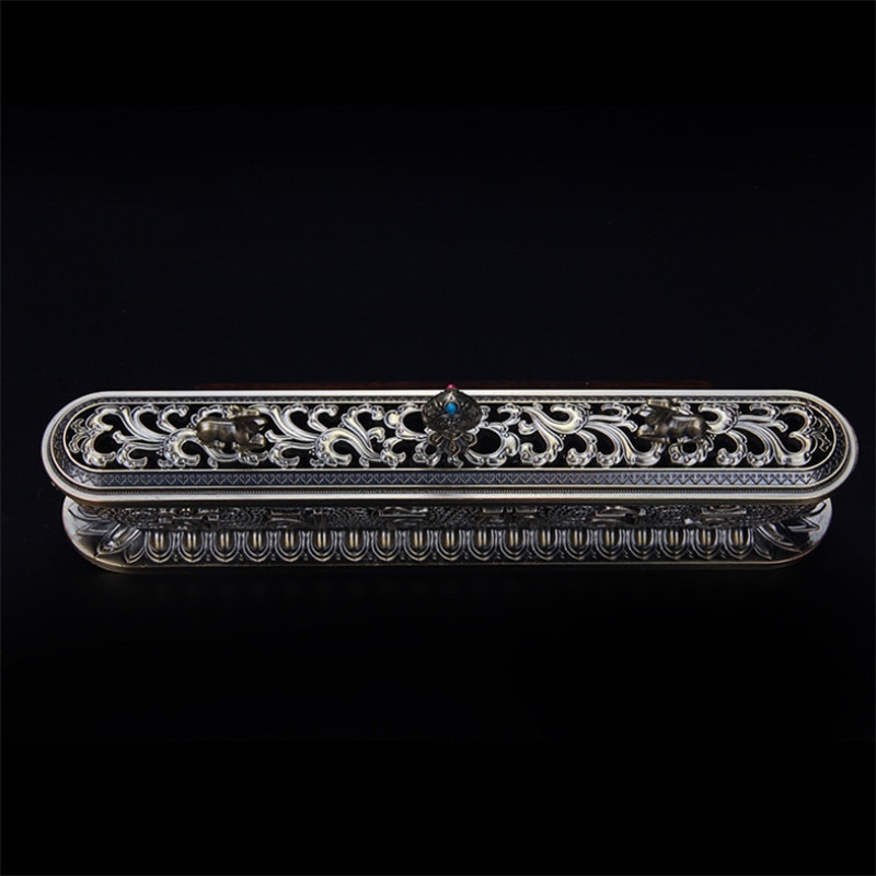 Copper Tibet Incense Burner Antique Handmade Incense Stick Holder Zen Buddhist Teahouse Home Office Decoration Crafts Ornaments