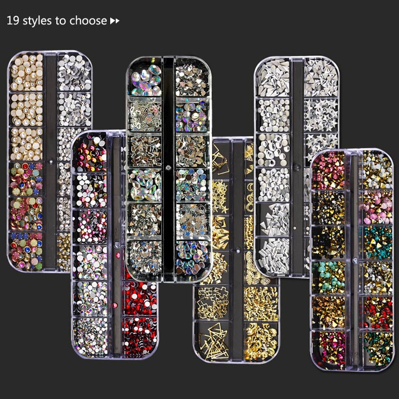 Neue Nagel Kunst Dekorationen 3D Kristall AB Strass Nagel Steine Charme Edelsteine Perle DIY Gold Silber Niet NäGel Schmuck Zubehör